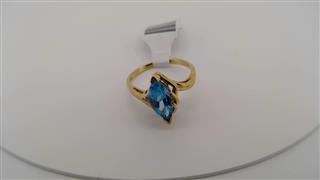 Blue Topaz Lady's Stone Ring 10K Yellow Gold 1.82g Size:6